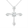 Angara Lab-grown Classic Diamond Budded Cross Pendant In White Gold/f-g