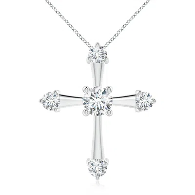 Angara Lab-grown Classic Diamond Budded Cross Pendant In Metallic