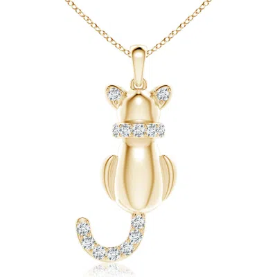 Angara Lab-grown Classic Diamond Cat Pendant In Gold