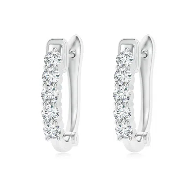 Angara Lab-grown Classic Diamond Hinged Hoop Earrings In Metallic