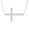 Angara Lab-grown Classic Diamond Sideways Cross Necklace In White Gold/f-g