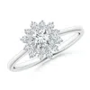 Angara Lab-grown Classic Double Floral Halo Diamond Ring In White Gold/f-g