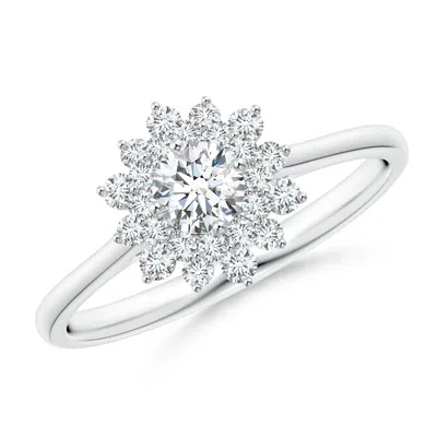 Angara Lab-grown Classic Double Floral Halo Diamond Ring In Metallic