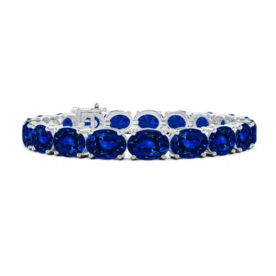 Angara Lab-grown Classic Oval Blue Sapphire Tennis Link Bracelet