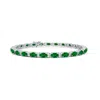 Angara Lab-grown Classic Oval Emerald And Lab Diamond Tennis Bracelet In White Gold/rich Green