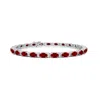 Angara Lab-grown Classic Oval Ruby And Lab Diamond Tennis Bracelet In White Gold/deep Rich Red