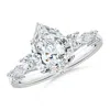 Angara Lab-grown Classic Pear Diamond Side Stone Engagement Ring In White Gold/f-g