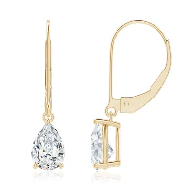 Angara Lab-grown Classic Pear-shaped Diamond Leverback Drop Earrings In Gold