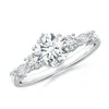 Angara Lab-grown Classic Round Diamond Side Stone Engagement Ring In White Gold/f-g