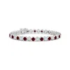 Angara Lab-grown Classic Round Ruby And Lab Diamond Tennis Bracelet In White Gold/deep Rich Red