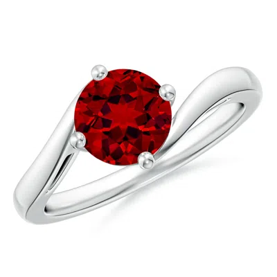 Angara Lab-grown Classic Round Ruby Solitaire Bypass Ring In Metallic