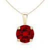 Angara Lab-grown Classic Round Ruby Solitaire Pendant In Yellow Gold/deep Rich Red
