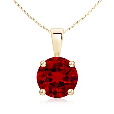 Angara Lab-grown Classic Round Ruby Solitaire Pendant In Red