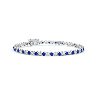 Angara Lab-grown Classic Round Sapphire And Lab Diamond Tennis Bracelet In Blue