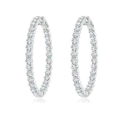 Angara Lab-grown Classic Shared Prong Diamond Inside Out Hoop Earrings In Metallic
