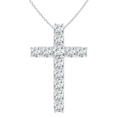 Angara Lab-grown Classic Shared Prong-set Diamond Cross Pendant In Metallic