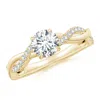Angara Lab-grown Classic Solitaire Diamond Twist Shank Engagement Ring In Yellow Gold/f-g