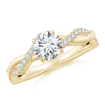 Angara Lab-grown Classic Solitaire Diamond Twist Shank Engagement Ring In Gold