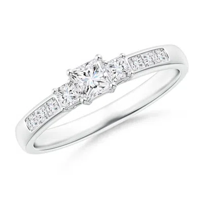 Angara Lab-grown Classic Three Stone Princess-cut Diamond Promise Ring In Metallic