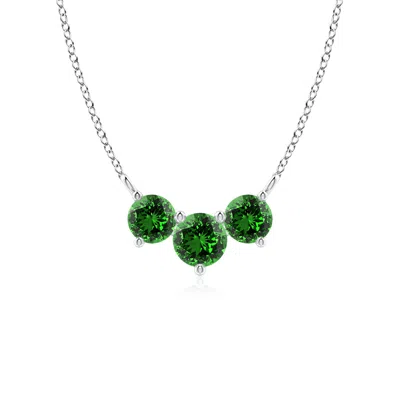 Angara Lab-grown Classic Trio Emerald Necklace In Green