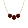 Angara Lab-grown Classic Trio Ruby Necklace In Yellow Gold/deep Rich Red