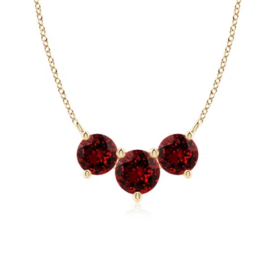 Angara Lab-grown Classic Trio Ruby Necklace In Red