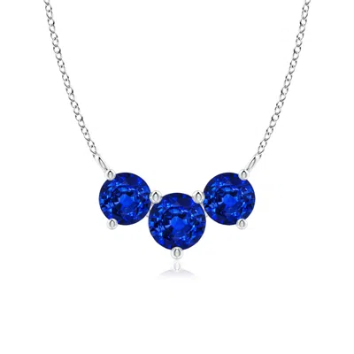 Angara Lab-grown Classic Trio Sapphire Necklace In Metallic