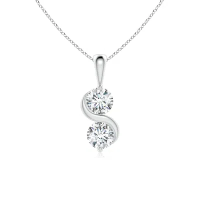 Angara Lab-grown Classic Two Stone Diamond Swirl Pendant In Metallic