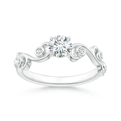 Angara Lab-grown Claw Set Diamond Ivy Scroll Ring In Metallic