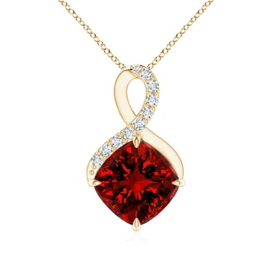Angara Lab-grown Claw-set Ruby Infinity Pendant With Lab Diamonds In Gold