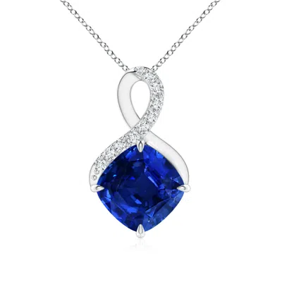 Angara Lab-grown Claw-set Sapphire Infinity Pendant With Lab Diamonds In Metallic