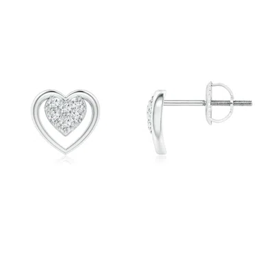 Angara Lab-grown Cluster Diamond Open Heart Stud Earrings In Metallic