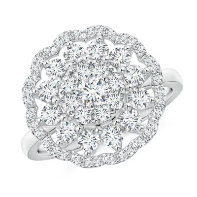 Angara Lab-grown Composite Diamond Cocktail Ring With Scalloped Halo In Metallic