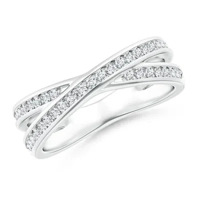 Angara Lab-grown Criss-cross Channel-set Diamond Wedding Ring In Metallic