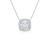 Angara Lab-grown Cushion Diamond Halo Pendant With Filigree In White Gold/f-g