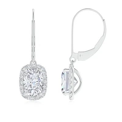 Angara Lab-grown Cushion Diamond Leverback Earrings With Halo In Metallic