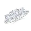 Angara Lab-grown Cushion Diamond Three Stone Knife-edge Shank Engagement Ring In Platinum/f-g