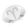 Angara Lab-grown Diamond Aries Zodiac Sign Signet Ring In White Gold/f-g