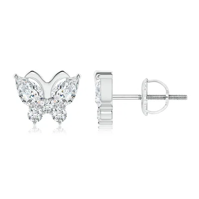 Angara Lab-grown Diamond Butterfly Stud Earrings In Metallic
