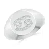 Angara Lab-grown Diamond Cancer Zodiac Sign Signet Ring In White Gold/f-g