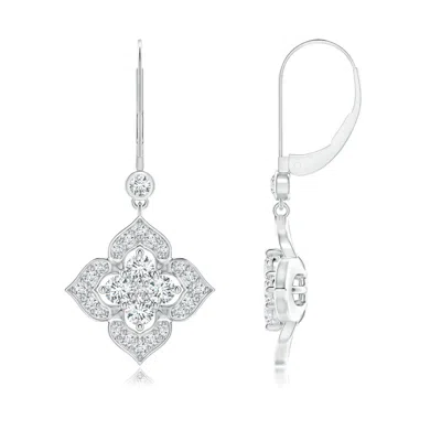 Angara Lab-grown Diamond Clover Leverback Earrings In Metallic