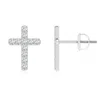 Angara Lab-grown Diamond Cross Stud Earrings In White Gold/f-g