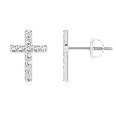 Angara Lab-grown Diamond Cross Stud Earrings In Metallic