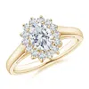 Angara Lab-grown Diamond Curved Floral Ring In Yellow Gold/f-g