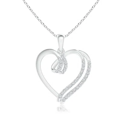 Angara Lab-grown Diamond Double Layered Heart Dangle Pendant In Metallic
