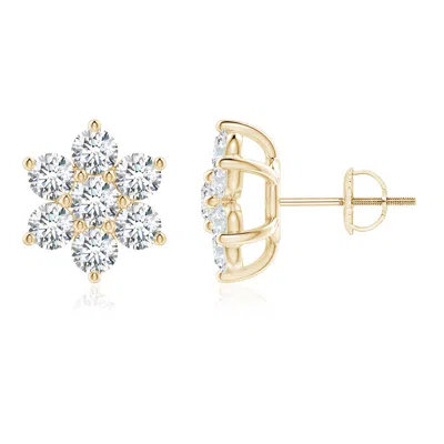 Angara Lab-grown Diamond Flower-shaped Stud Earrings In Gold