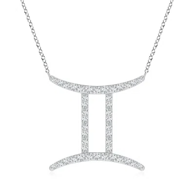 Angara Lab-grown Diamond Gemini Zodiac Sign Pendant In Metallic