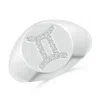 Angara Lab-grown Diamond Gemini Zodiac Sign Signet Ring In White Gold/f-g