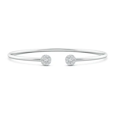 Angara Lab-grown Diamond Halo Cluster Open Flex Bangle In Metallic