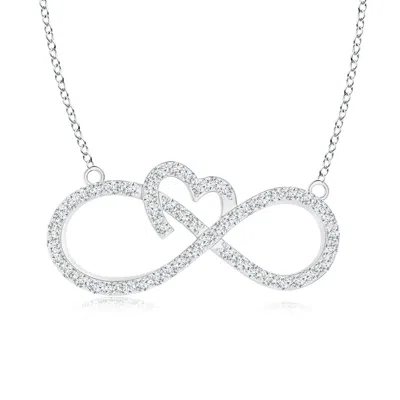 Angara Lab-grown Diamond Heart And Sideways Infinity Necklace In Metallic